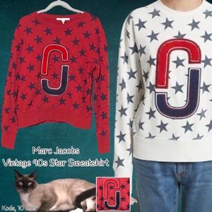 Marc Jacobs | Collegiate | 90s | Red Sweatshirt | Stars | Terry Underside